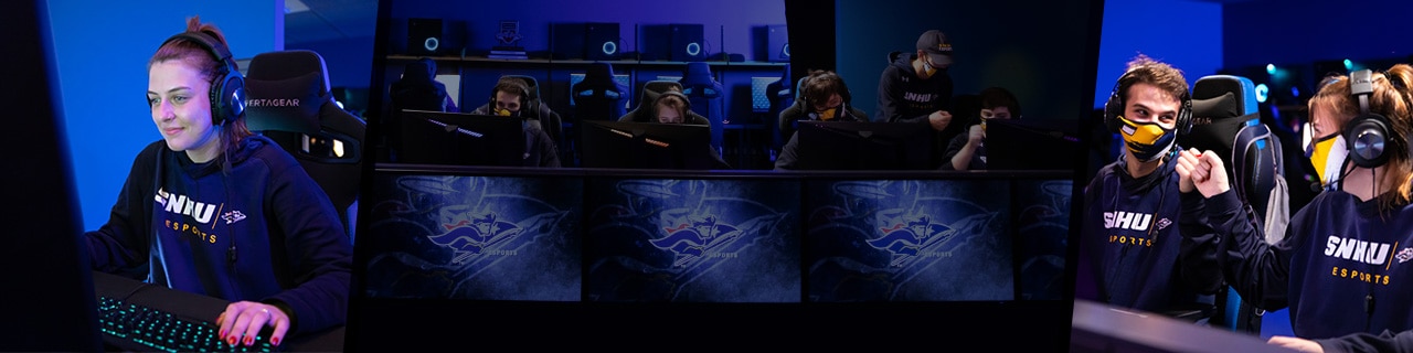 A collage of students part of the SNHU Esports team
