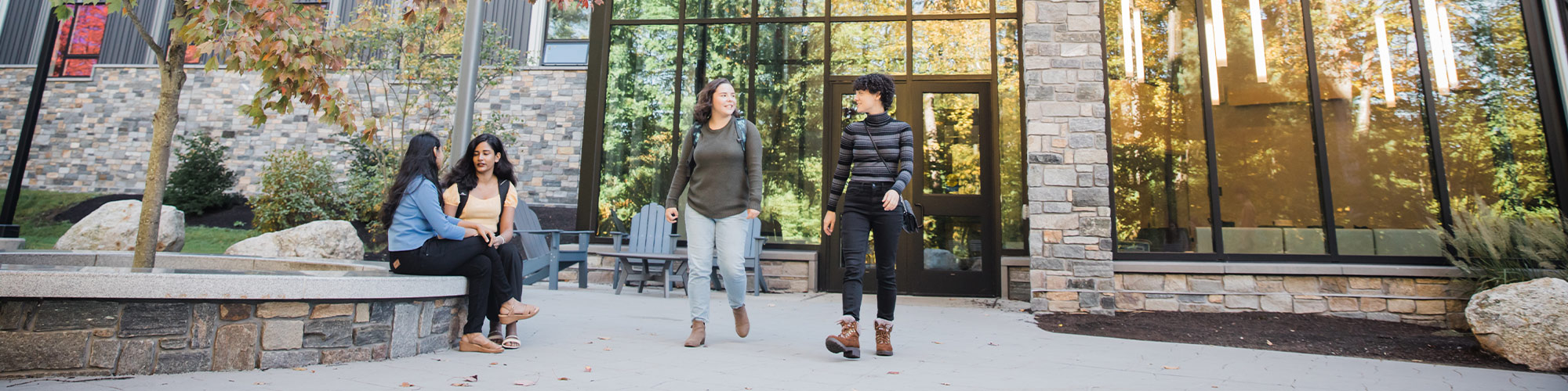 Students socializing on a college campus