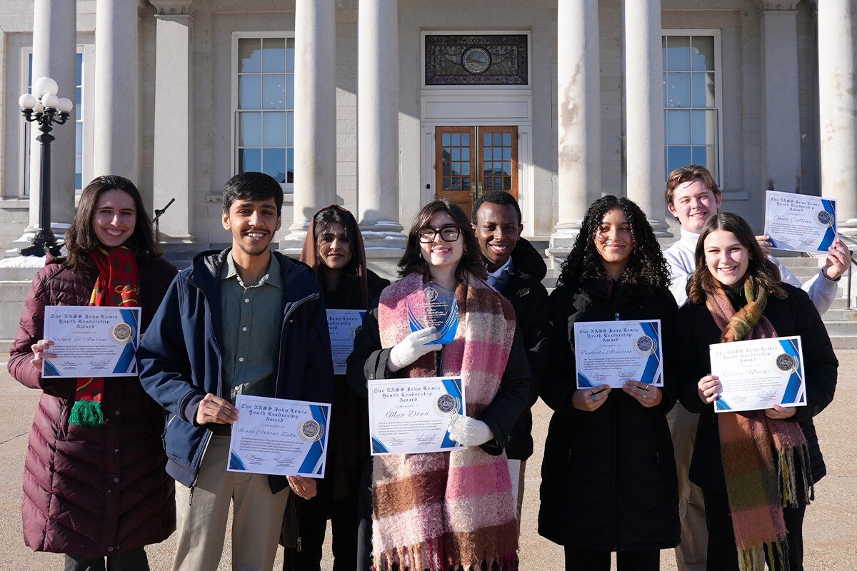 A group of SNHU campus students from The Chandler Center who received a Youth Leadership Award.